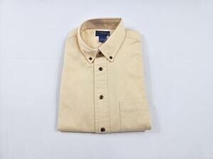 Cambridge Classics Shirt 1990s Mervyns Cotton Button Down Pastel Yellow Sz L New